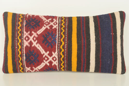 Turkish Lumbar Kilim Pillow Cover 10x20 " 25x50 cm. G00892