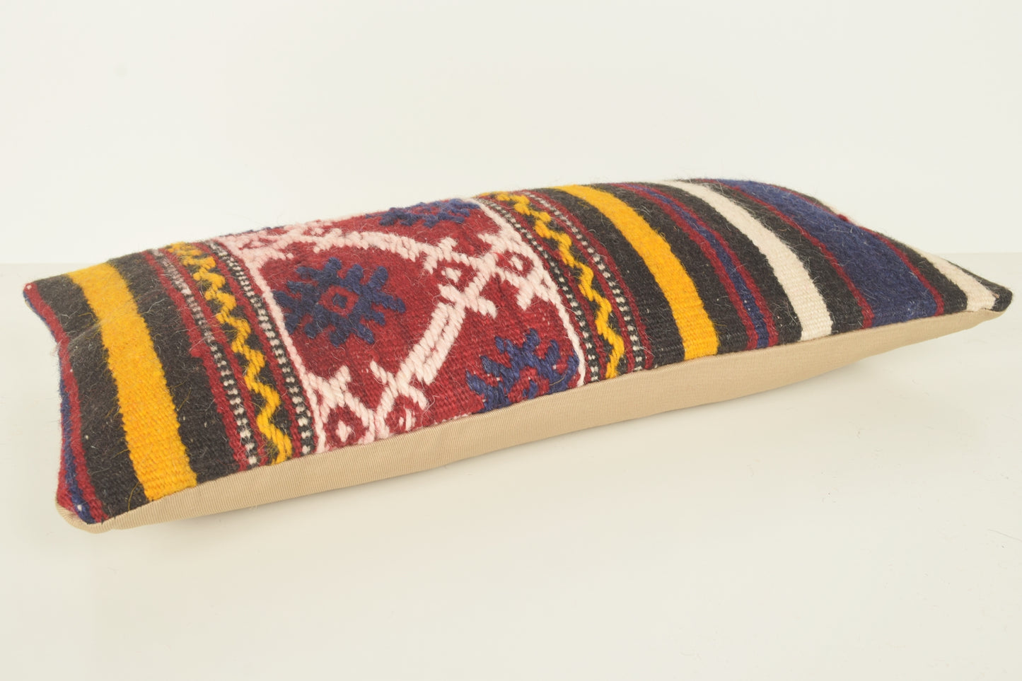 Turkish Lumbar Kilim Pillow Cover 10x20 " 25x50 cm. G00892