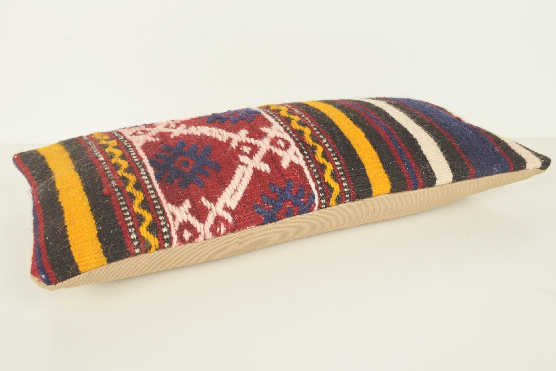 Turkish Lumbar Kilim Pillow Cover 10x20 " 25x50 cm. G00892