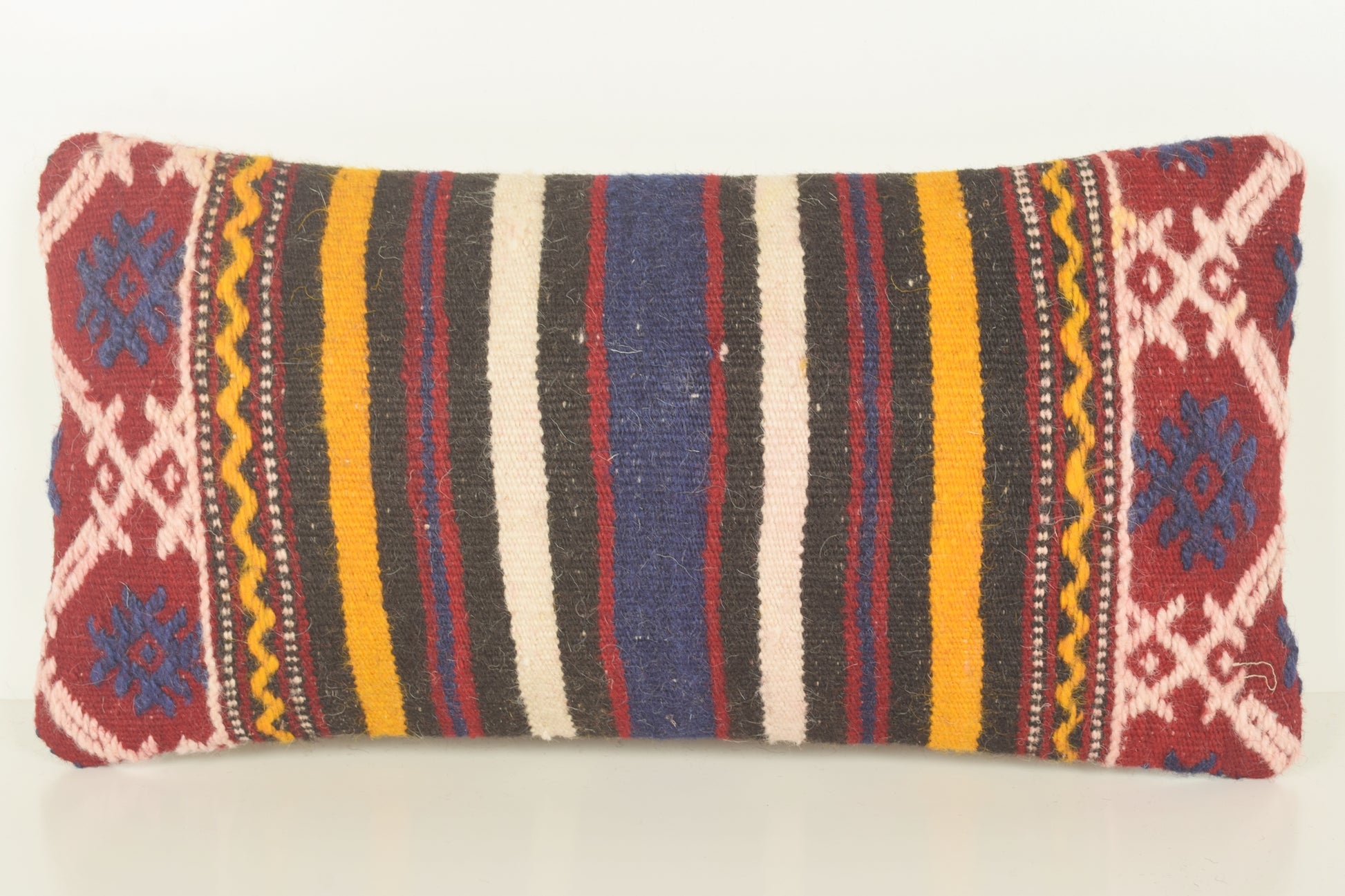 Turkish Lumbar Kilim Pillow Cover 10x20 " 25x50 cm. G00893