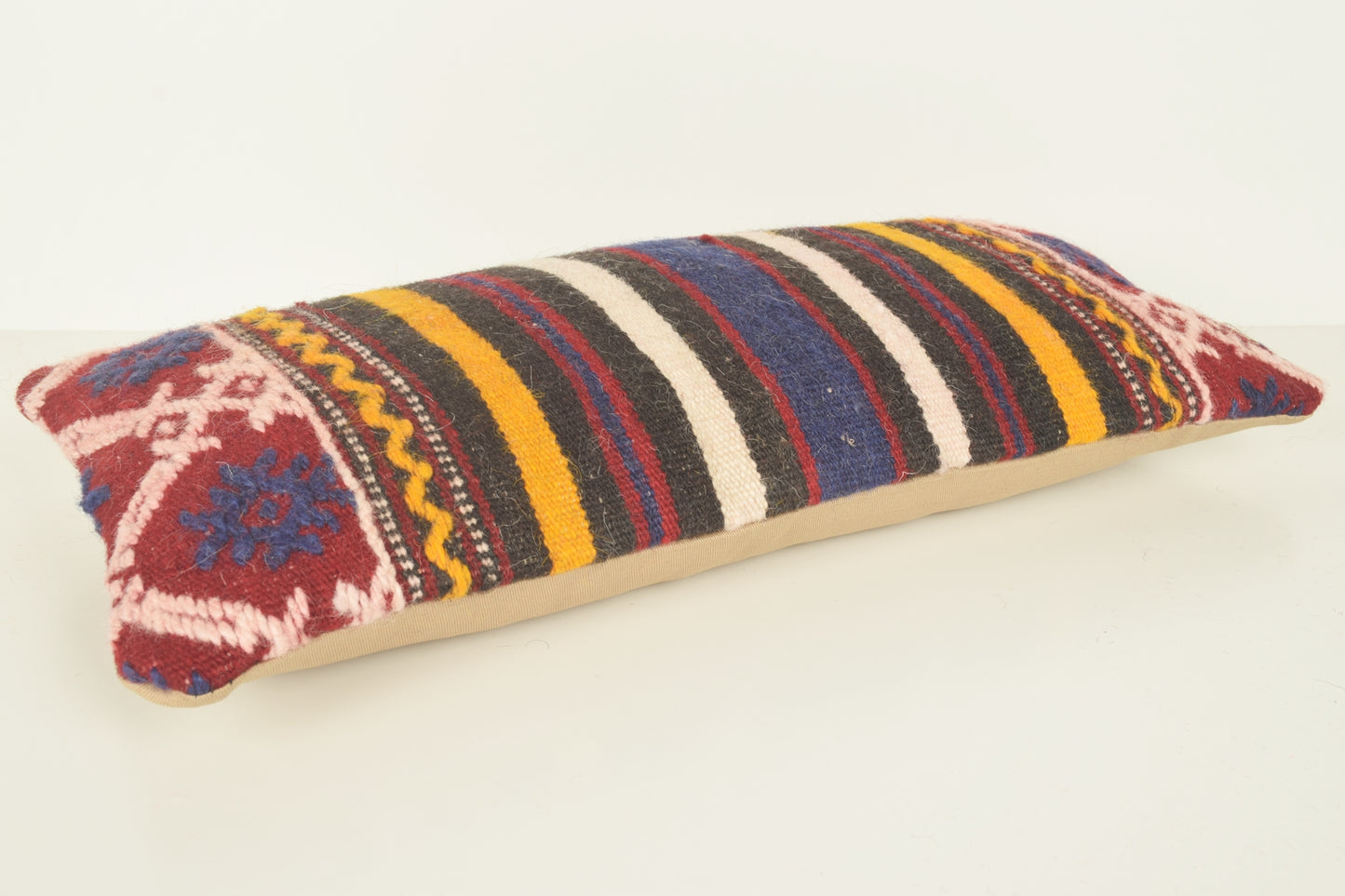 Turkish Lumbar Kilim Pillow Cover 10x20 " 25x50 cm. G00893