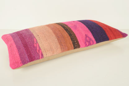 Turkish Lumbar Kilim Pillow Cover 10x20 " 25x50 cm. G00793