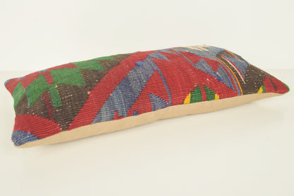 Turkish Lumbar Kilim Pillow Cover 10x20 " 25x50 cm. G00894