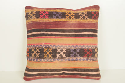 Turkish Kilim Pillow Cover 16x16 " 40x40 cm. D03395