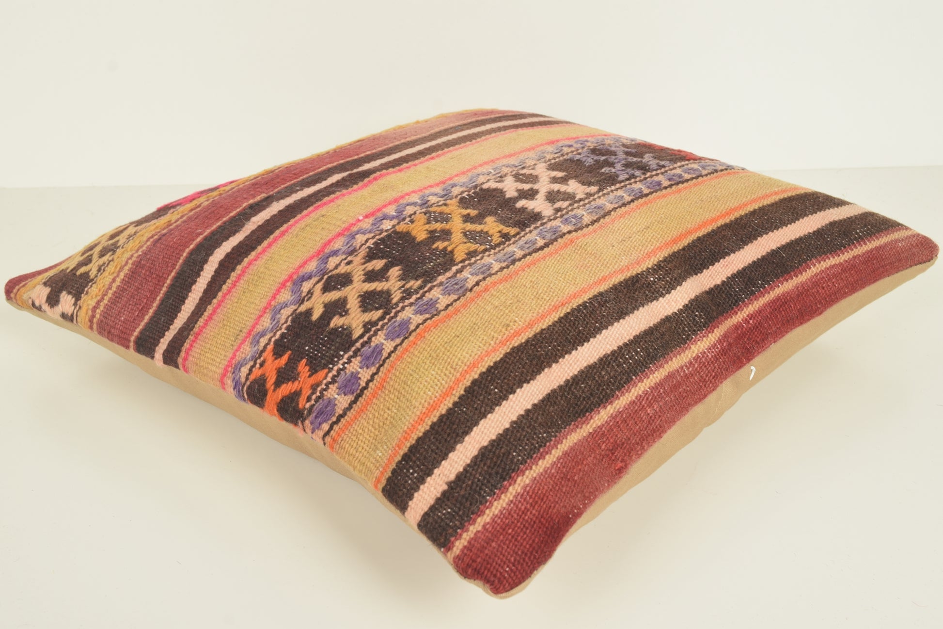 Turkish Kilim Pillow Cover 16x16 " 40x40 cm. D03395