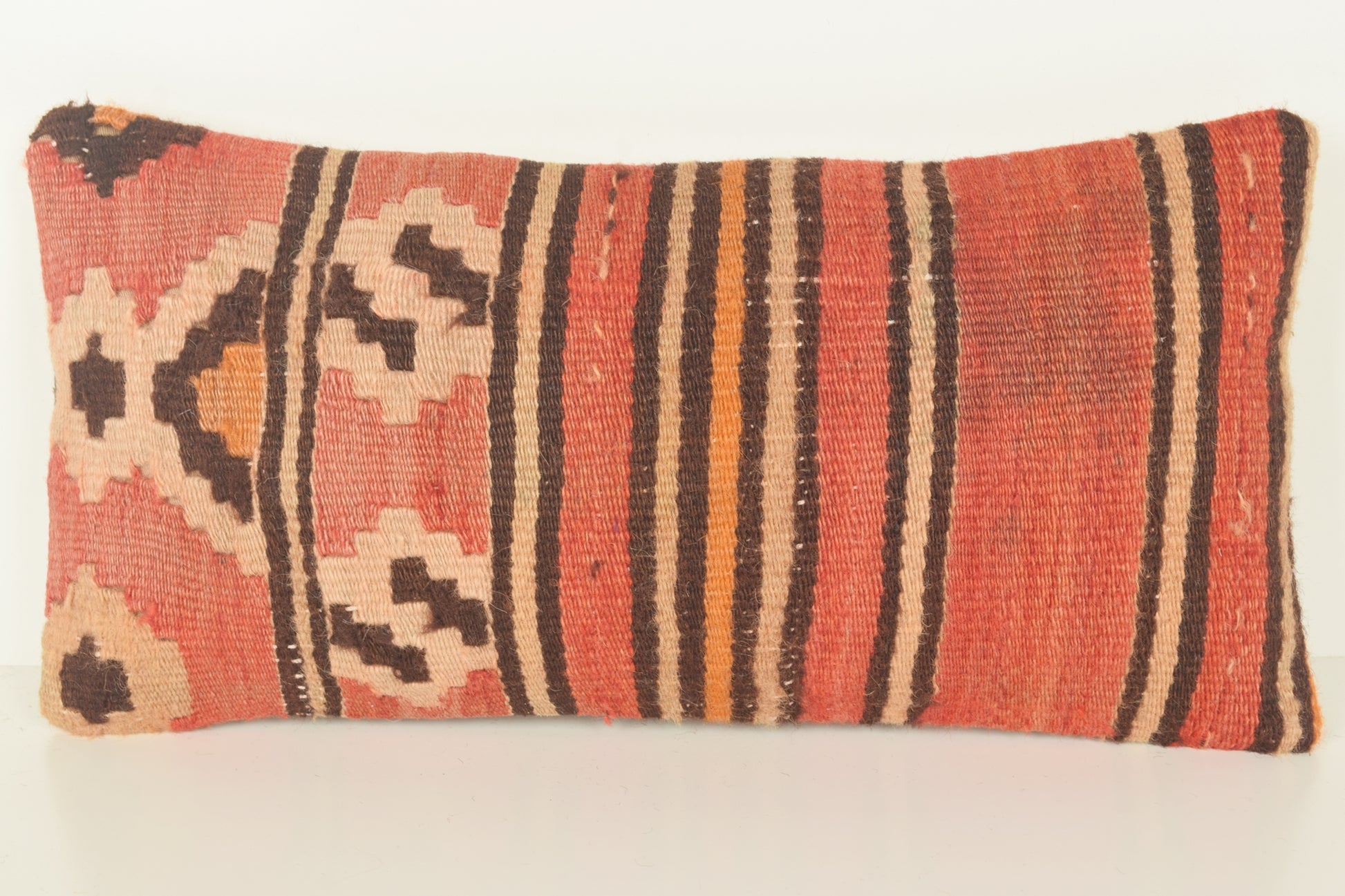 Turkish Lumbar Kilim Pillow Cover 10x20 " 25x50 cm. G00796