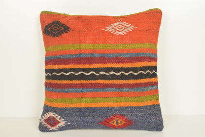 Turkish Kilim Pillow Cover 16x16 " 40x40 cm. D03397