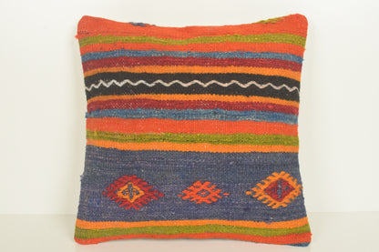 Turkish Kilim Pillow Cover 16x16 " 40x40 cm. D03398