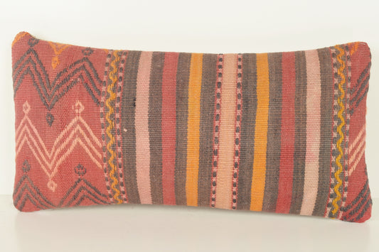 Turkish Lumbar Kilim Pillow Cover 10x20 " 25x50 cm. G00798