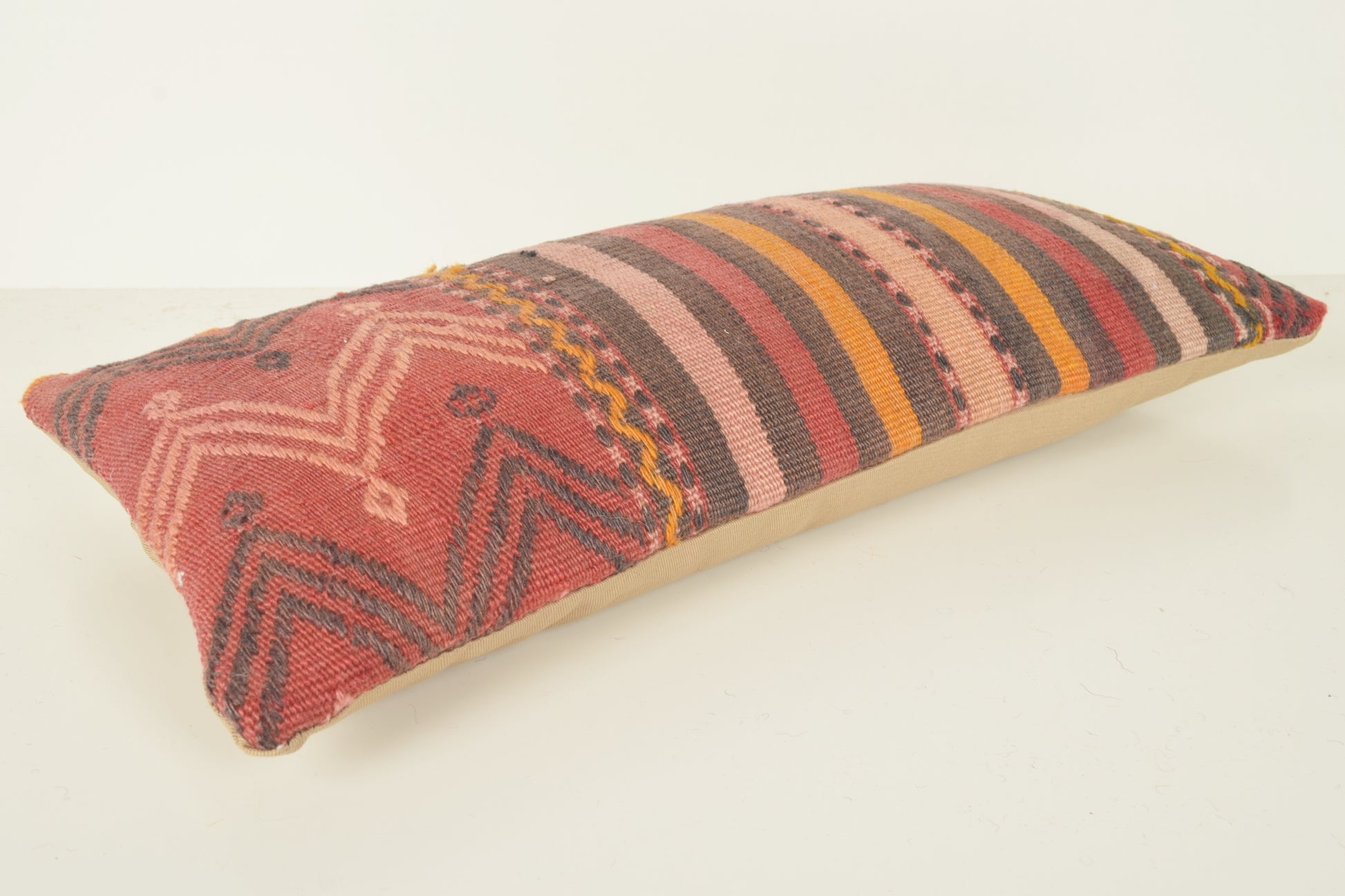 Turkish Lumbar Kilim Pillow Cover 10x20 " 25x50 cm. G00798