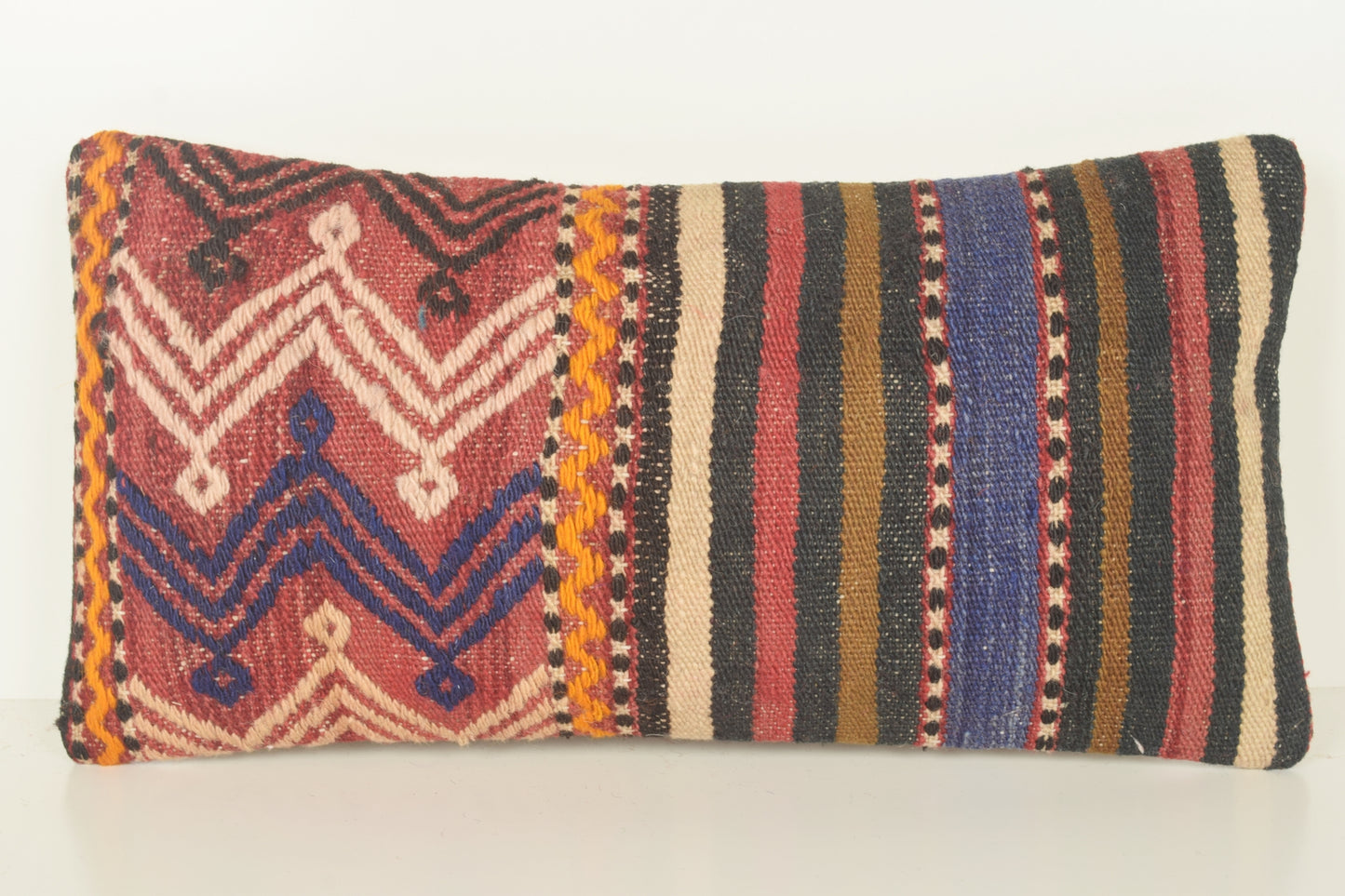 Turkish Lumbar Kilim Pillow Cover 10x20 " 25x50 cm. G00799