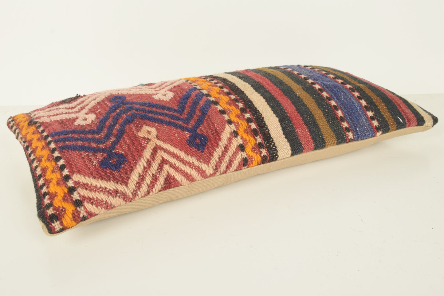 Turkish Lumbar Kilim Pillow Cover 10x20 " 25x50 cm. G00799