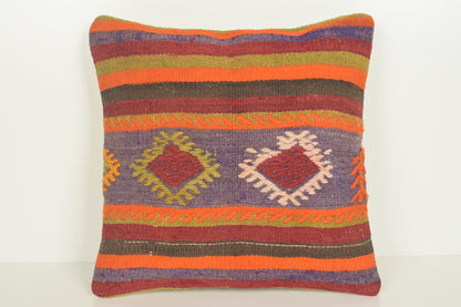 Turkish Kilim Pillow Cover 16x16 " 40x40 cm. D03403