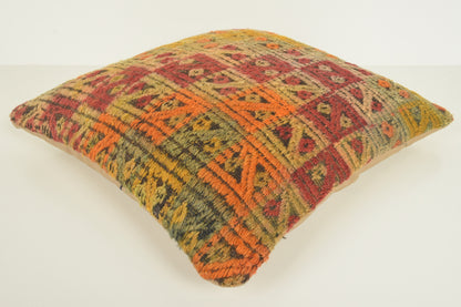 Turkish Kilim Pillow Cover 16x16 " 40x40 cm. D03406