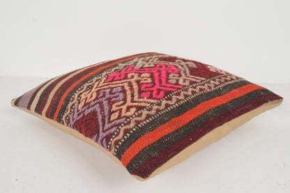 Turkish Kilim Pillow Cover 16x16 " 40x40 cm. D02113